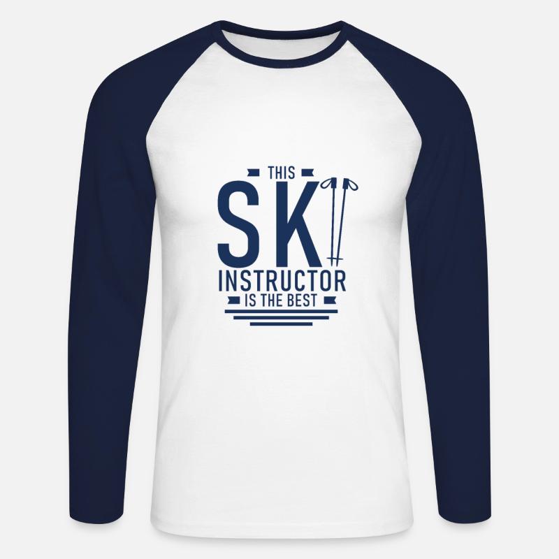 Skilehrer - Unisex Baseballshirt langarm - Weiß/Navy