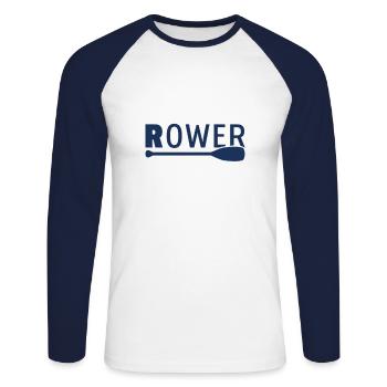 Rowing Rowing Rowing Rowing Rowing Boat Rowing - Unisex Long Sleeve Baseball T-Shirt - white/navy - Front - Nik (191cm)