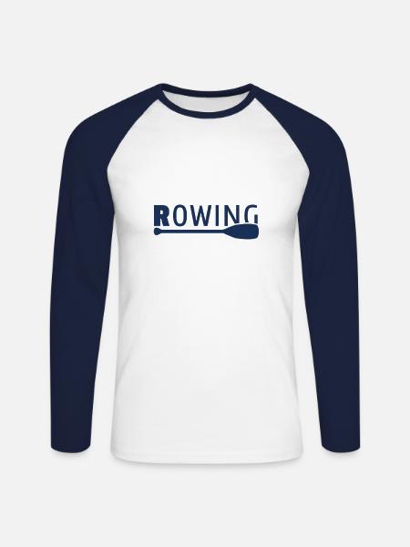 Rudern Ruderboot Ruderer Rowing Rudersport - Unisex Baseballshirt langarm - Weiß/Navy