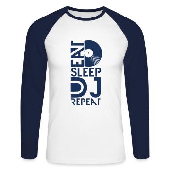 Disc Jockey - Unisex Baseballshirt langarm - Weiß/Navy - Vorne - Nik (191cm)
