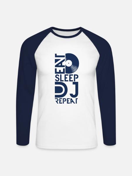 Disc Jockey - Unisex Long Sleeve Baseball T-Shirt - white/navy