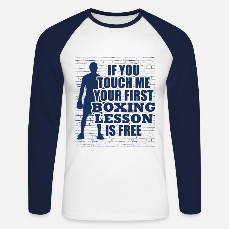 Boxing - Unisex Baseballshirt langarm - Weiß/Navy