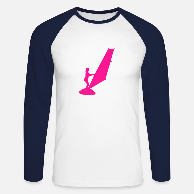 Windsurferin Windsurf Windsurfing - Unisex Baseballshirt langarm - Weiß/Navy