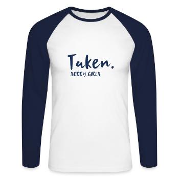 Date Valentine's Day Valentine Valentinstag Liebe - Unisex Baseballshirt langarm - Weiß/Navy - Vorne - Nik (191cm)