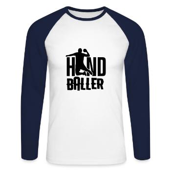 Handball handball joueur handball - T-shirt baseball manches longues Homme - blanc/marine - Devant - Nik (191cm)