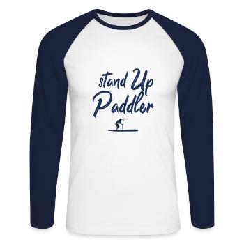 Board SUP Paddle Stand Up Paddles Stand Up Paddler - Unisex Long Sleeve Baseball T-Shirt - white/navy - Front - Nik (191cm)