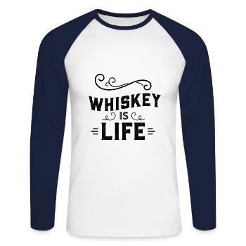 Whisky Whisky Whisky Whisky - Unisex Baseballshirt langarm - Weiß/Navy - Vorne - Nik (191cm)