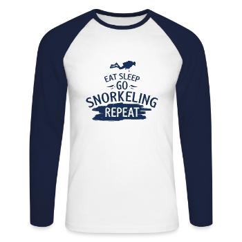 Dive Snorkeling Schnorcheln Schnorchel Schnorchler - Unisex Baseballshirt langarm - Weiß/Navy - Vorne - Nik (191cm)