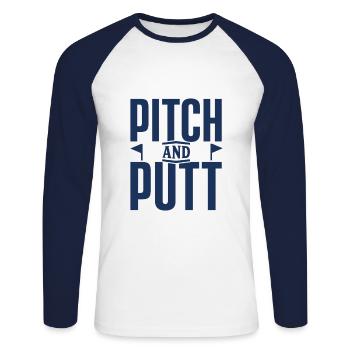 Putt Pitch Pitch and Putt Pitch & Putt Golf - Unisex Long Sleeve Baseball T-Shirt - white/navy - Front - Nik (191cm)