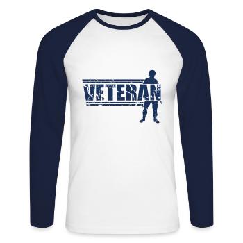 Les anciens combattants - T-shirt baseball manches longues Homme - blanc/marine - Devant - Nik (191cm)