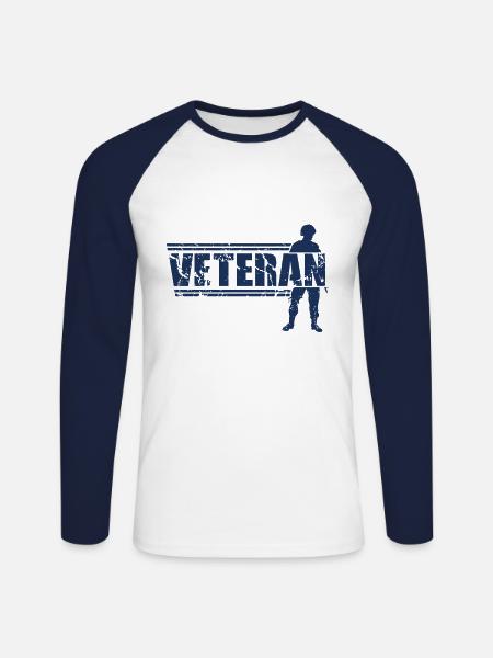 Veterans - Unisex Long Sleeve Baseball T-Shirt - white/navy
