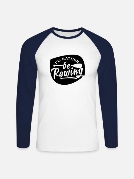Rowing Rowing Rowing Rowing Rowing - Unisex Long Sleeve Baseball T-Shirt - white/navy