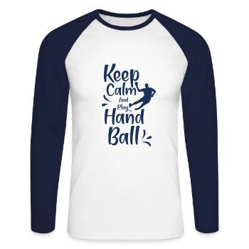 Handball Handball Handball Handball - Unisex Baseballshirt langarm - Weiß/Navy - Vorne - Nik (191cm)