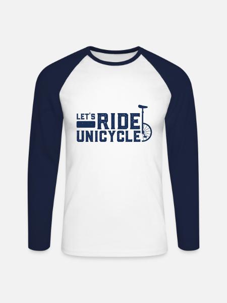 Unicycle - Unisex Long Sleeve Baseball T-Shirt - white/navy