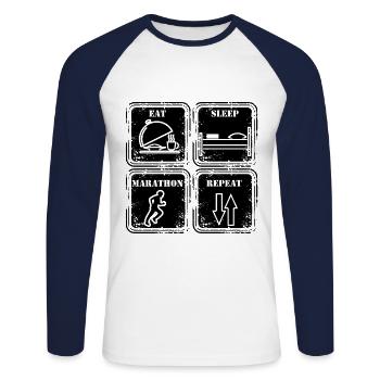 Marathon Marathon Runner Marathons Marathon Half - Unisex Long Sleeve Baseball T-Shirt - white/navy - Front - Nik (191cm)