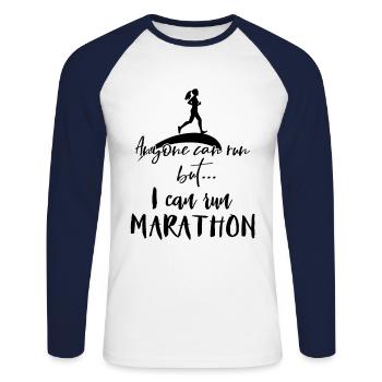 Marathon Marathon Marathon Marathon - Unisex Long Sleeve Baseball T-Shirt - white/navy - Front - Nik (191cm)