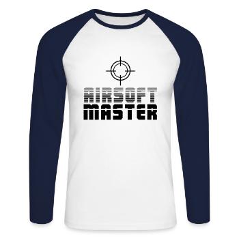Airsoft - Unisex Long Sleeve Baseball T-Shirt - white/navy - Front - Nik (191cm)