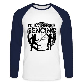 Fechtsport Fechterin Fechter Fecht Degen Fechten - Unisex Baseballshirt langarm - Weiß/Navy - Vorne - Nik (191cm)
