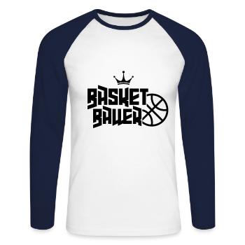 Basketteur - T-shirt baseball manches longues Homme - blanc/marine - Devant - Nik (191cm)