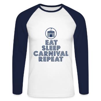 Fasching - Unisex Baseballshirt langarm - Weiß/Navy - Vorne - Nik (191cm)