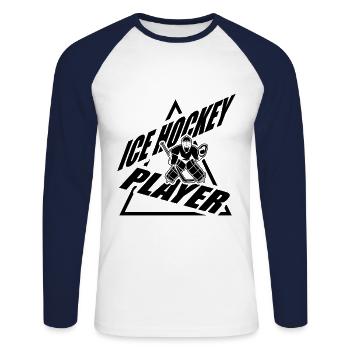 Hockey sur glace gardien de la rondelle de hockey équipe de hockey ice - T-shirt baseball manches longues Homme - blanc/marine - Devant - Nik (191cm)
