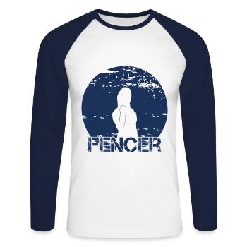 Fencer Fencer Fencing Fencing Fencing - Unisex Long Sleeve Baseball T-Shirt - white/navy - Front - Nik (191cm)