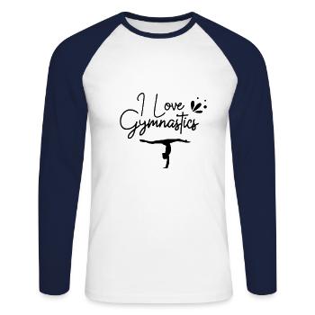 Gymnastics - Unisex Long Sleeve Baseball T-Shirt - white/navy - Front - Nik (191cm)