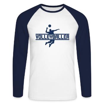 Volleyball beach volley volley joueur de volley-ball team - T-shirt baseball manches longues Homme - blanc/marine - Devant - Nik (191cm)