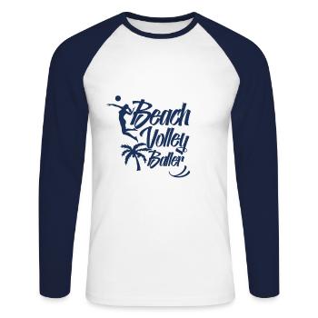 Volley-ball de l’équipe volley-ball volley joueur de volley-ball - T-shirt baseball manches longues Homme - blanc/marine - Devant - Nik (191cm)