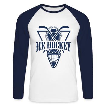 Hockey sur glace - T-shirt baseball manches longues Homme - blanc/marine - Devant - Nik (191cm)