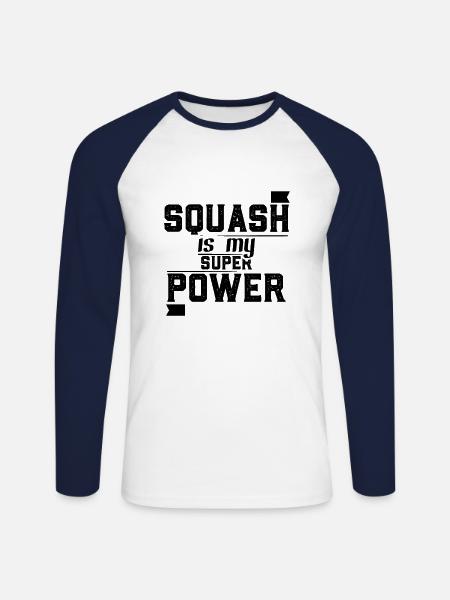 Squash Squashschläger Squashball Squashspieler - Unisex Baseballshirt langarm - Weiß/Navy