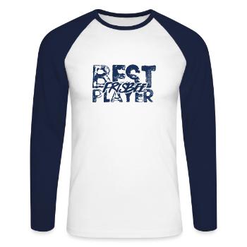 Sport Frisbee Lancer Frisbee Frisbee joueur de lancer - T-shirt baseball manches longues Homme - blanc/marine - Devant - Nik (191cm)