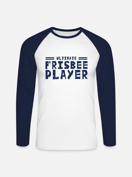 Frisbee Frisbee Frisbee Frisbee - Unisex Baseballshirt langarm - Weiß/Navy