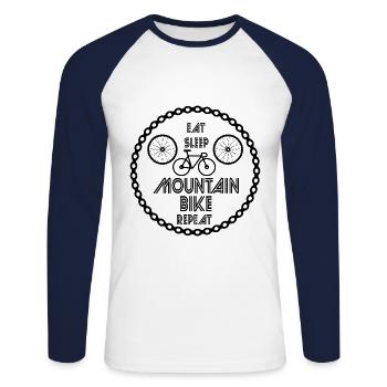 Mountainbiker Mountainbike Mountainbiken Rad MTB - Unisex Baseballshirt langarm - Weiß/Navy - Vorne - Nik (191cm)