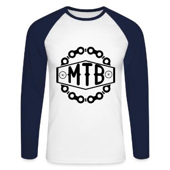 Mountain bikers - Unisex Long Sleeve Baseball T-Shirt - white/navy - Front - Nik (191cm)
