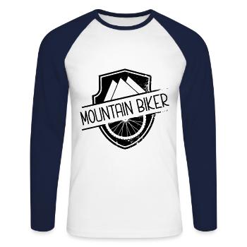 Rad MTB Mountainbiken Mountainbike Mountainbiker - Unisex Baseballshirt langarm - Weiß/Navy - Vorne - Nik (191cm)