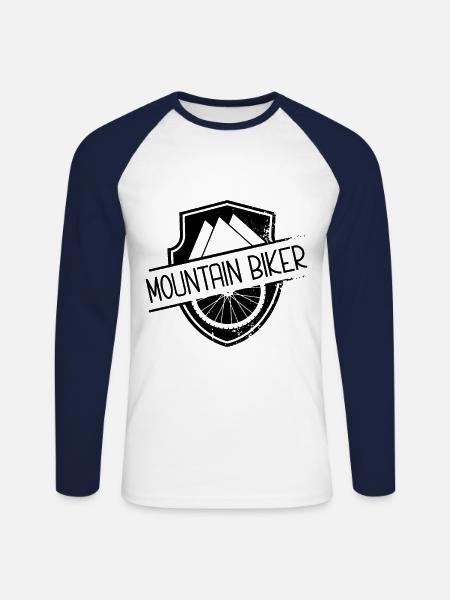 Vélo VTT VTT vélo - T-shirt baseball manches longues Homme - blanc/marine