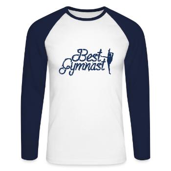 Gymnast Turnerin Turner Bodenturnen Bodenturner - Unisex Baseballshirt langarm - Weiß/Navy - Vorne - Nik (191cm)