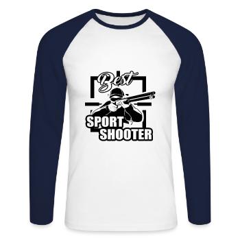 Tir sportif - T-shirt baseball manches longues Homme - blanc/marine - Devant - Nik (191cm)
