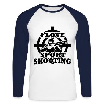 Shooting - Unisex Long Sleeve Baseball T-Shirt - white/navy - Front - Nik (191cm)