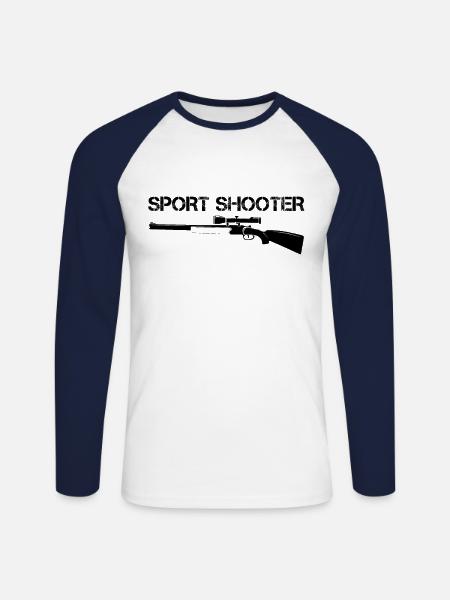 Sport shooting - Unisex Long Sleeve Baseball T-Shirt - white/navy