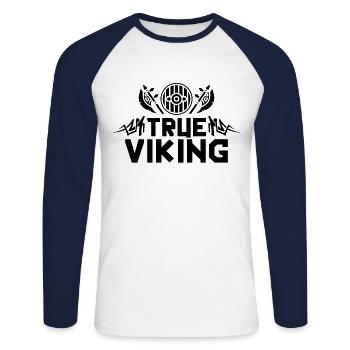 Vikings Vikings Vikings Vikings - T-shirt baseball manches longues Homme - blanc/marine - Devant - Nik (191cm)