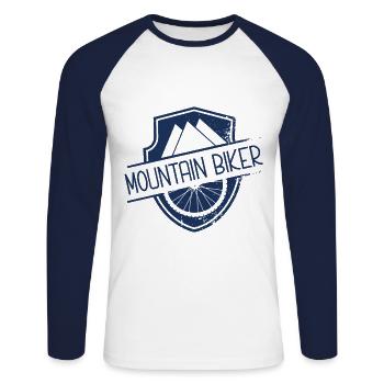 Mountain bike mountain bike - Unisex Long Sleeve Baseball T-Shirt - white/navy - Front - Nik (191cm)