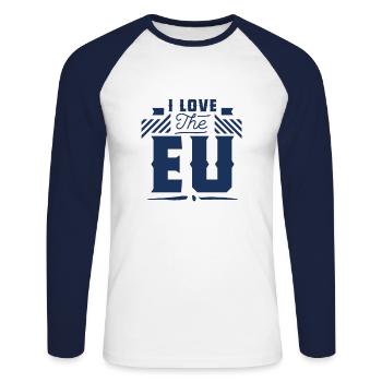 Europe Europe Europe Union européenne - T-shirt baseball manches longues Homme - blanc/marine - Devant - Nik (191cm)