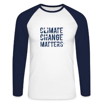 Umwelt retten - Unisex Baseballshirt langarm - Weiß/Navy - Vorne - Nik (191cm)