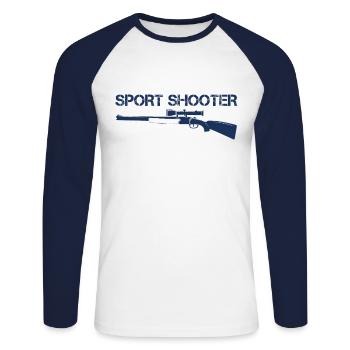 Tireur de tir sportif - T-shirt baseball manches longues Homme - blanc/marine - Devant - Nik (191cm)