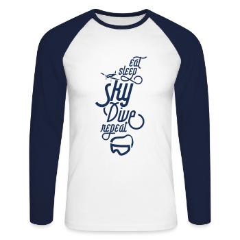 Sky skydiver Parachutage Skydive - T-shirt baseball manches longues Homme - blanc/marine - Devant - Nik (191cm)