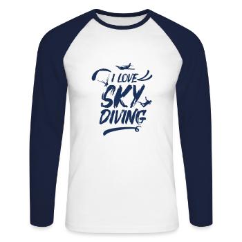 Skydive - Unisex Baseballshirt langarm - Weiß/Navy - Vorne - Nik (191cm)