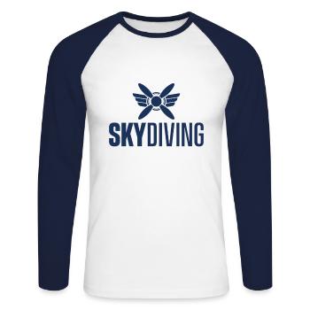 Skydiver - T-shirt baseball manches longues Homme - blanc/marine - Devant - Nik (191cm)