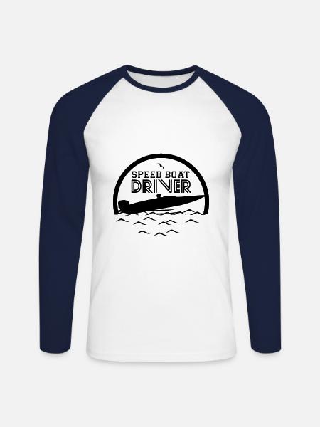 Speedboot - Unisex Baseballshirt langarm - Weiß/Navy